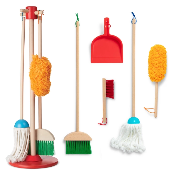 Melissa & Doug Dust! Sweep! Mop! 6-Pc Wood Pretend Play Preschool Cleaning Set - FSC Certified - Walmart.com