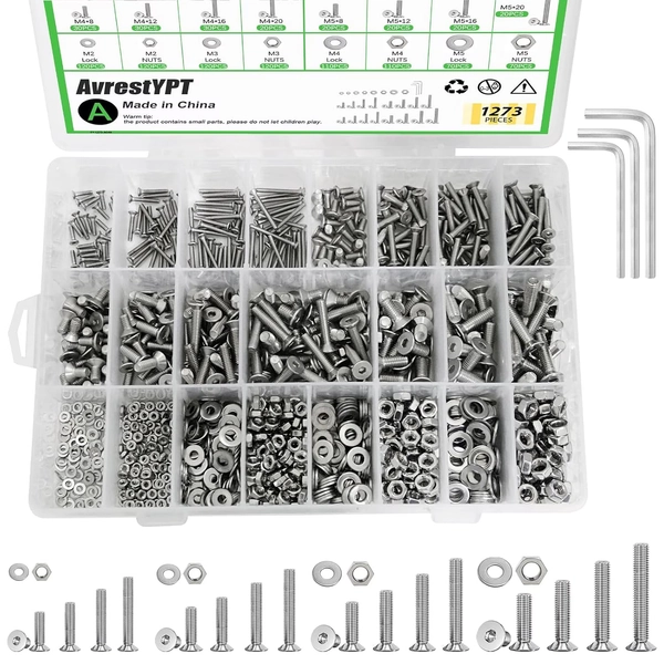 1270Pcs 410 Stainless Steel M2 M3 M4 M5 Screw Kit - 3D Printer Mini Screw, Allen Head/Flat Head/Countersunk Bolt/Screws, Metric Bolts Assortment, Silver Nuts and Bolts for Mechanical Hardware - Walmart.com