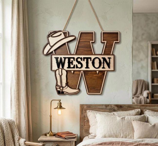Personalized Nursery Decor, Western Welcome Sign, Cowboy Name Sign, Western Art, Cowboy Wall Decorations, Custom Name Sign for Ranch Homes