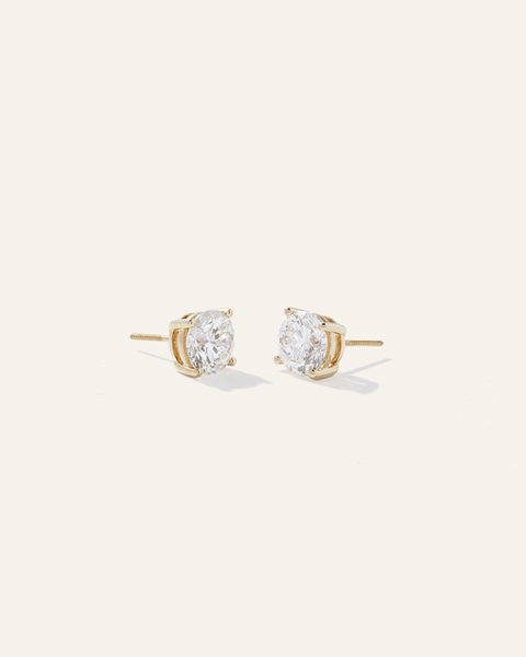 14K Gold Lab Grown Diamond Solitaire Studs in Yellow Gold