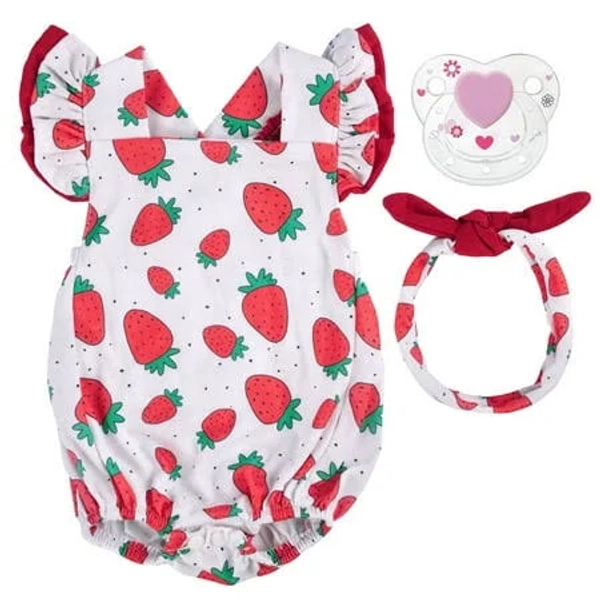 RSG Reborn Baby Doll Clothes Strawberry Outfit Set with Magnetic Pacifier