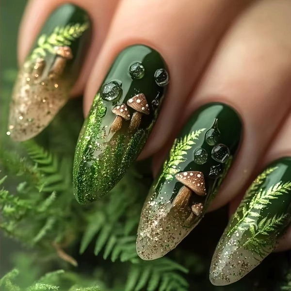 24pcs/set Medium Long fake nails for Spring summer beautiful flowers mushroom bees cute almond square tips press on false nails - AliExpress 66