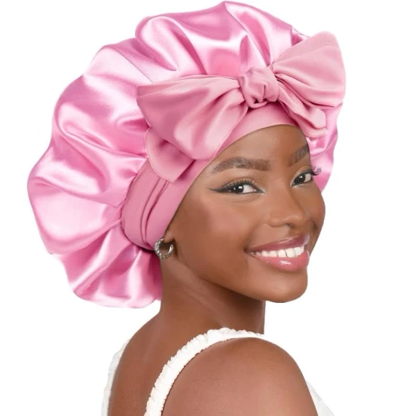 YANIBEST Silk Satin Bonnet for Sleeping Women Double Layer Satin Lined Hair Bonnet with Tie Band Curly Natural Hair