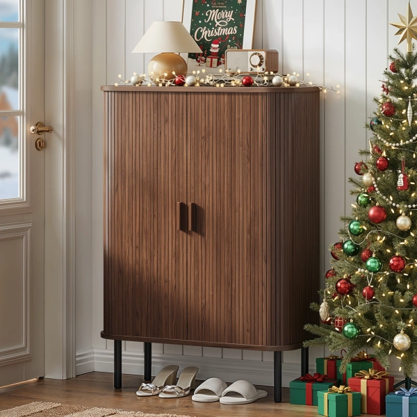 6-Tier Shoe Cabinet With Sliding Door & Adjustable Shelves For Entryway, Hallway, Living Room