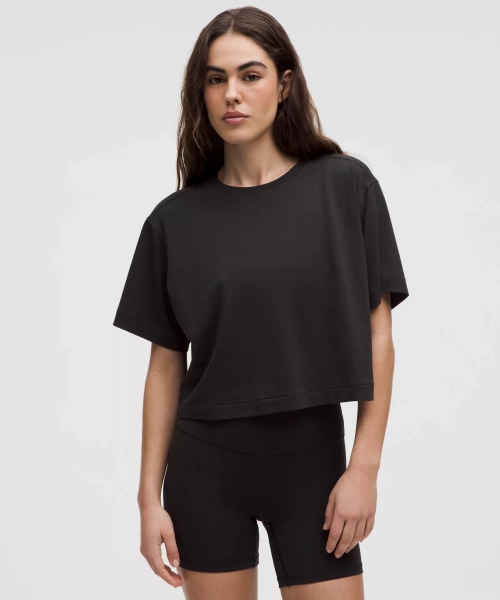 All Yours Organic Cotton Cropped T-Shirt - Black - XL