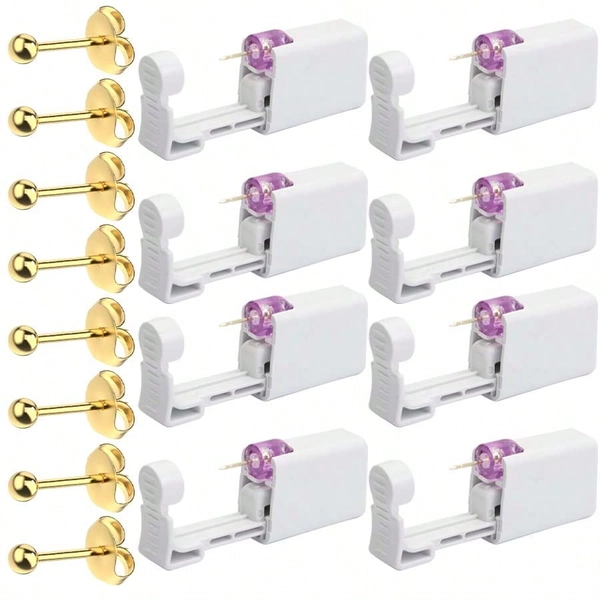 Self Ear Piercing Kit 1/2/4/6/8PCS Disposable Ear Piercing Gun Kit With Built-In Gold Earrings Stud