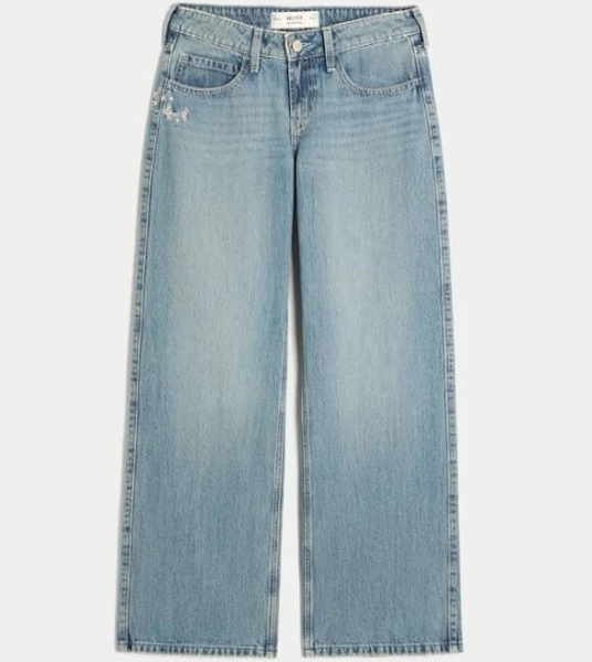 Hollister Women's Low-Rise Baggy Butterfly Graphic Jeans