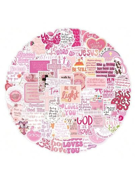 110PCS Pink Stickers Bible Stickers Bible Verse Stickers Christian Stickers Pink Bible Gifts Bible Merch Faith Stickers Vinyl Waterproof Stickers For Laptop,Bumper,Skateboard,Water Bottles,Computer,Phone,Luggage