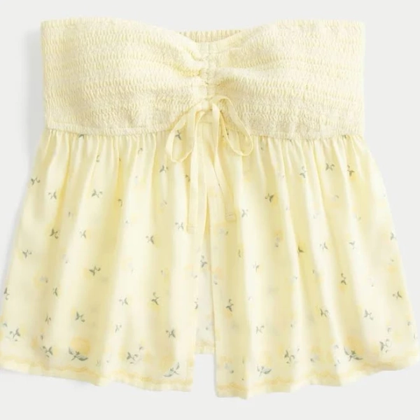 Hollister Women's Easy Strapless Smocked Bust Babydoll Top