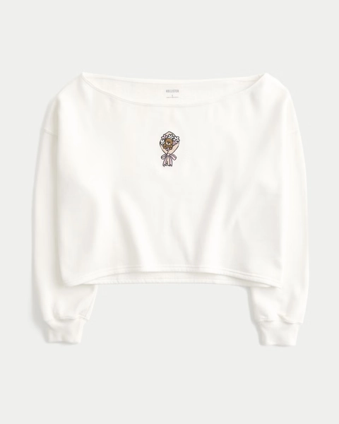 Easy Graphic Double Off-the-Shoulder Sweatshirt