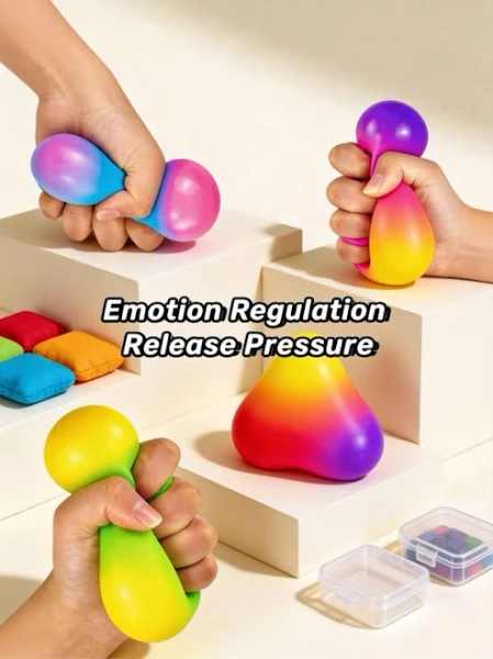 Multicolor TPR Stress Ball Fidget Toys Sensory Squeeze Squishies Color Changing For Kids Teens Adults Stress Relief Stocking Party Favors,1Pc Green