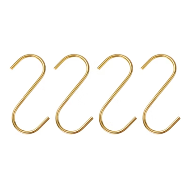 Unique Bargains High Manganese Steel Extra Long S Hooks and Hangers 4 Inch Gold Tone 4 Pcs