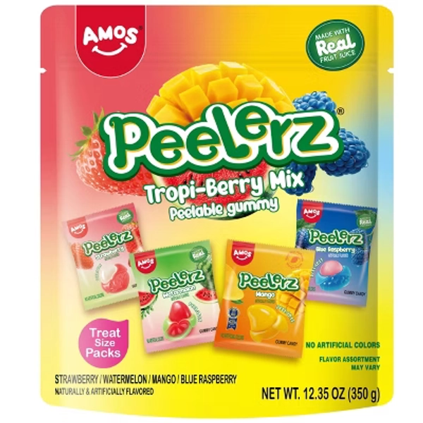 AMOS Peelerz Mango, Strawberry, Watermelon, Blue Raspberry Gummy Candy Multipack - 12.35oz