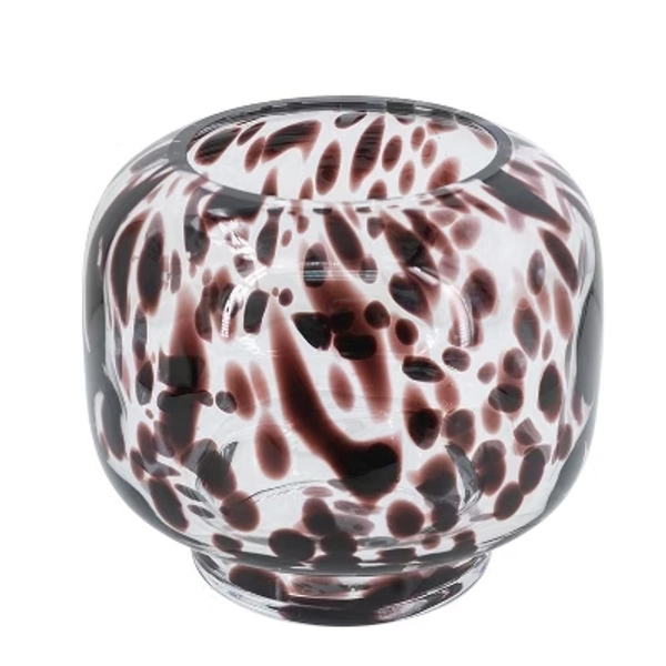 HomeRoots 6" Amber And Clear Abstract Glass Round Table Vase