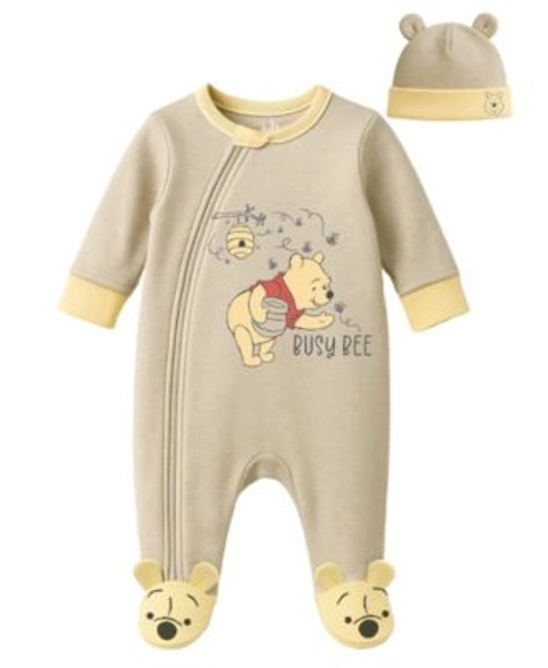 Baby Boys' and Baby Girls' Pooh Sleep N Play Hat and Coverall, 2-Piece Set