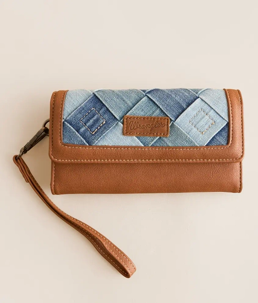 Jean Denim Patch Wristlet Wallet