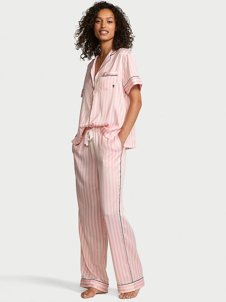 Buy Glazed Satin Short-Sleeve Long Pajama Set - Order Victoria's Secret Online | Victoria's Secret Australia