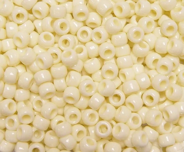 Buttermilk color 9x6mm Pony Beads 500pc made in USA for school kids VBS crafts hair decor kandi jewelry