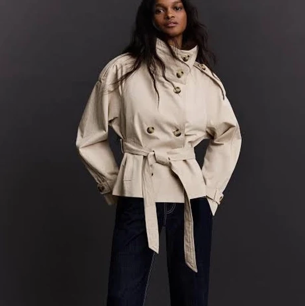 Bershka Women's Funnel Neck Trench Jacket