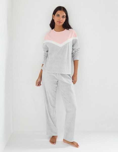 Pijama Polar, Mulher, Cinzento Claro 