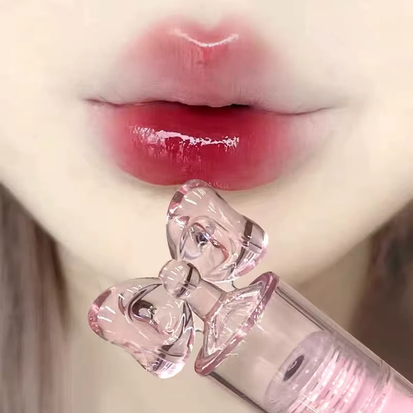 Cute Pink Bow Lip Gloss Mirror Water Lip Glaze Transparent Glass Lip Oil Waterproof Liquid Lipstick Nude Pink Clear Tint Makeup - AliExpress 66