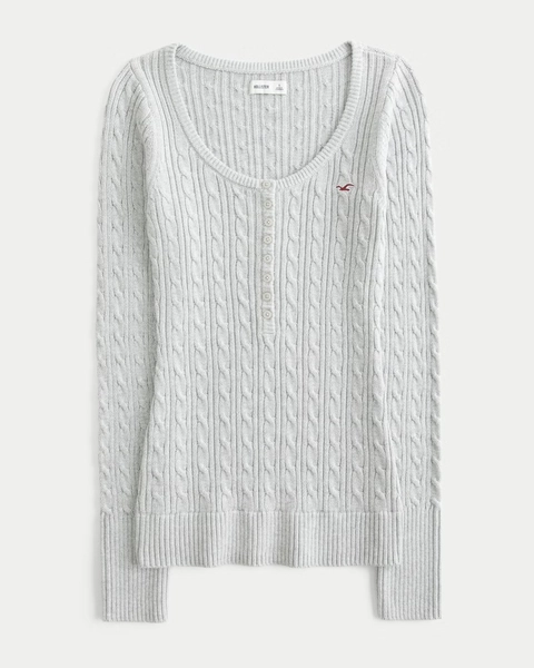 Cable-Knit Icon Henley Sweater