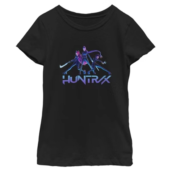 Girls KPop Demon Hunters Huntrix Girls T Shirt - Black - Medium