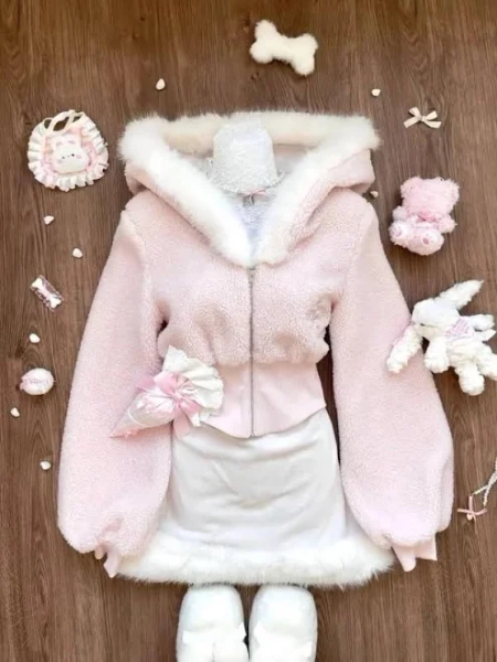 Kawaii Babe Pink Princess Soft Snow Fairy Outfit Set