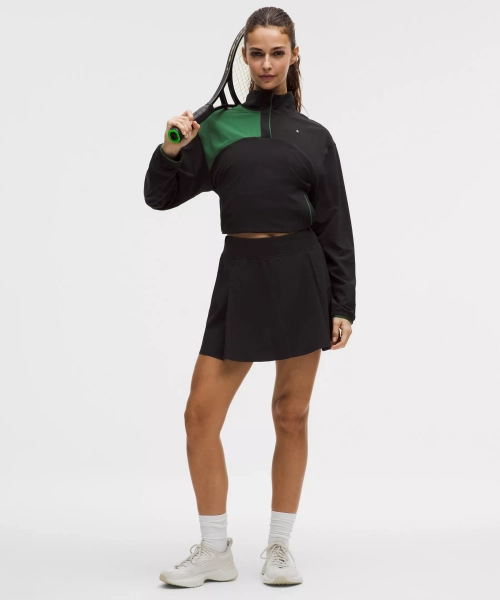 A-Line Side-Pleat Tennis Skirt - Black - XS