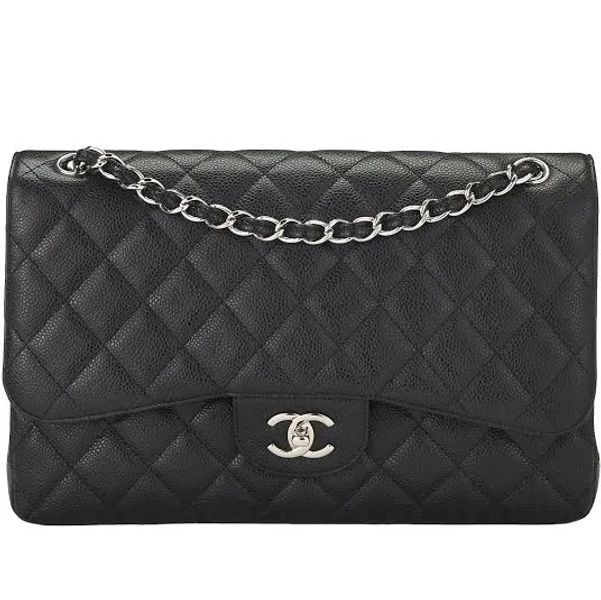 CHANEL Women's Quilted Caviar New Classic Double Flap Jumbo