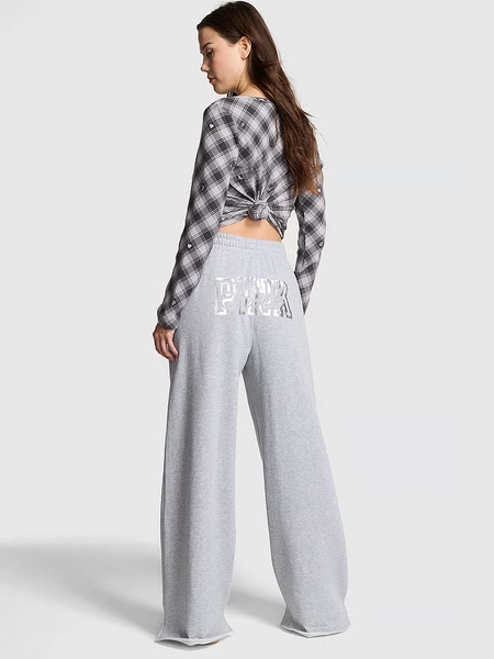 Ivy Fleece Wide-Leg Split-Hem Sweatpants