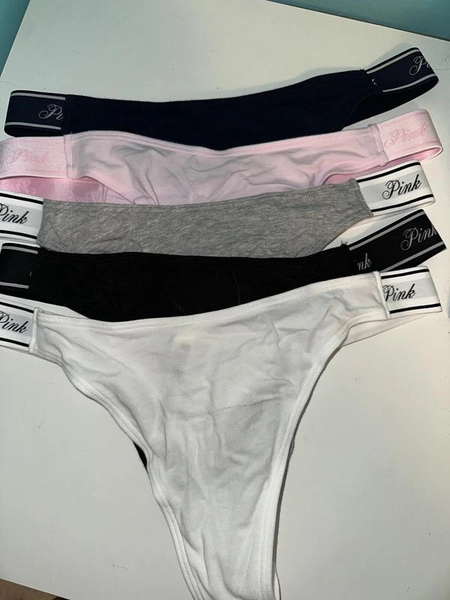 5-Pack Logo Cotton High-Leg Thong Panties