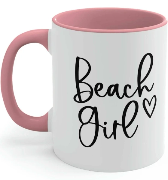 Beach Girl Beach Coffee Mug, Pink, 11 oz.