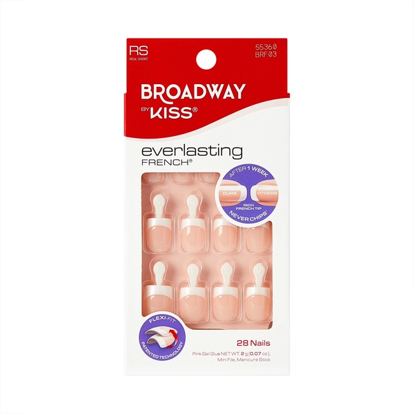 Broadway by Kiss French Tip Press On Nails, ‘String of Pearls’, White, Short Squoval, 28 Count - Walmart.com
