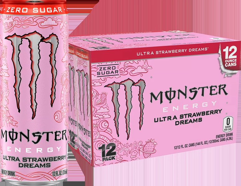 Monster Energy, Ultra Strawberry Dreams, Sugar Free Energy Drink, 12 fl oz, 12 cans (Walmart Exclusive)