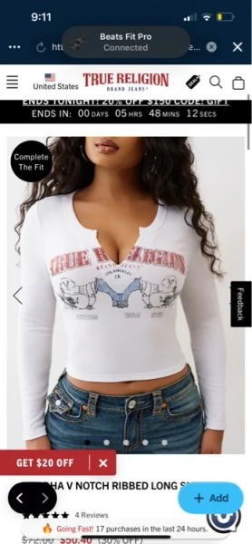 

BUDDHA V NOTCH RIBBED LONG SLEEVE TEE | True Religion

