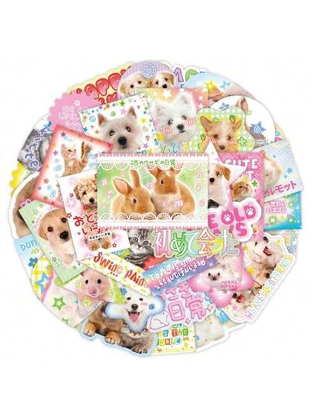 40pcs/Set Cute Ancient Style Sealing Stickers For Cats Dogs Rabbits Hamsters Animal Series Decoration Stickers Luggage DIY Stickers
