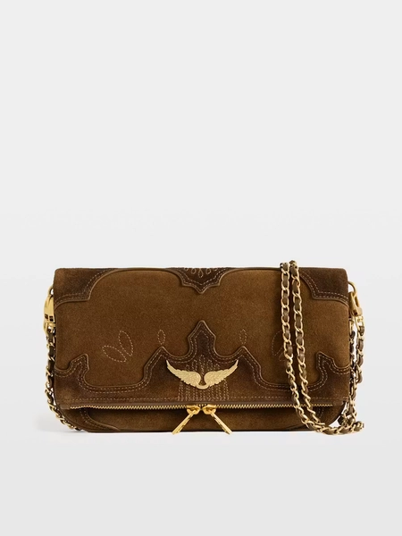 Rock Western Clutch aus Veloursleder in Cognac | Zadig&Voltaire