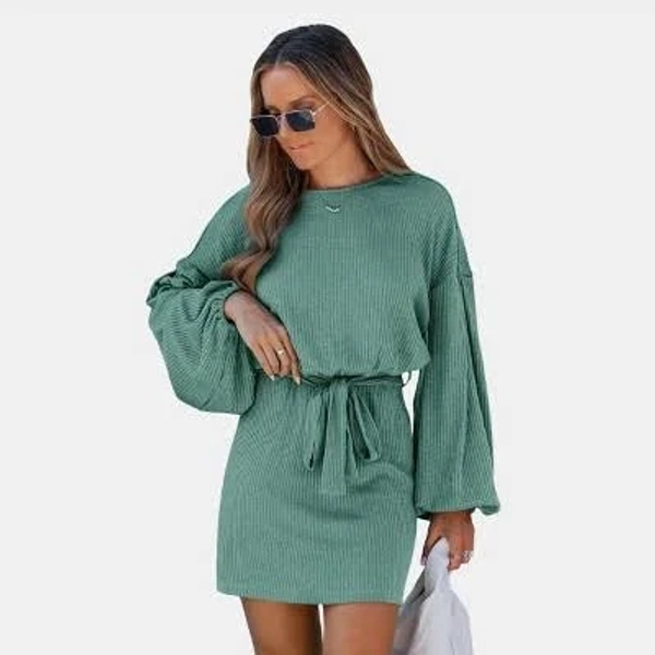 Cupshe Women's Chic Ribbed Knit Belted Sweater Dress