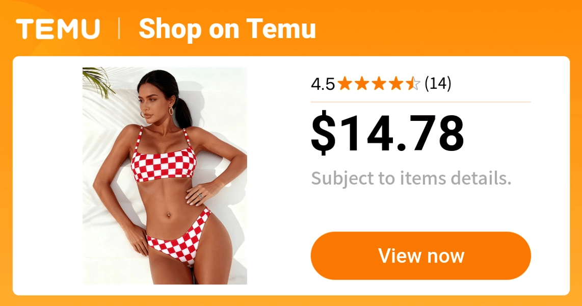 a stylish two piece swimsuit in a easy red white checkered - Temu