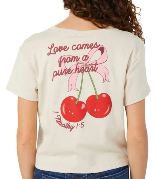 Coastal Dreamer Juniors Cherry Bows Graphic T-Shirt