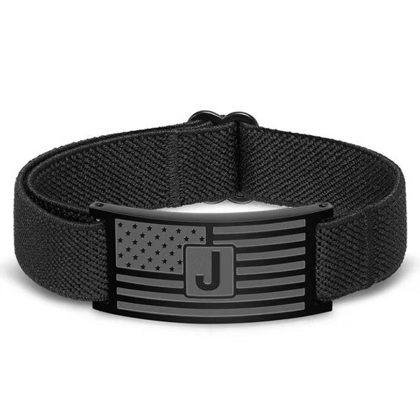 DORANA Initial Bracelets for Men kid Boys Son Black American Flag Letter J Bracelet Birthday Jewelry Gifts Ideas Dad Husband Tween Son Boyfriend Preteen Brother Teen Kids Age