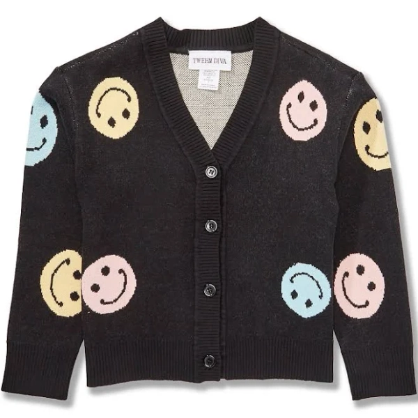 Tween Diva Girls' Smiley Cotton Cardigan