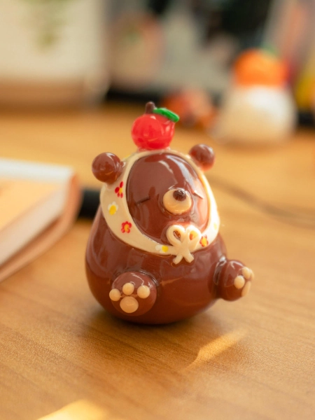 Harvest Bearbushka Bear Figurine: Handmade Clay Fall Desk Friend Decor