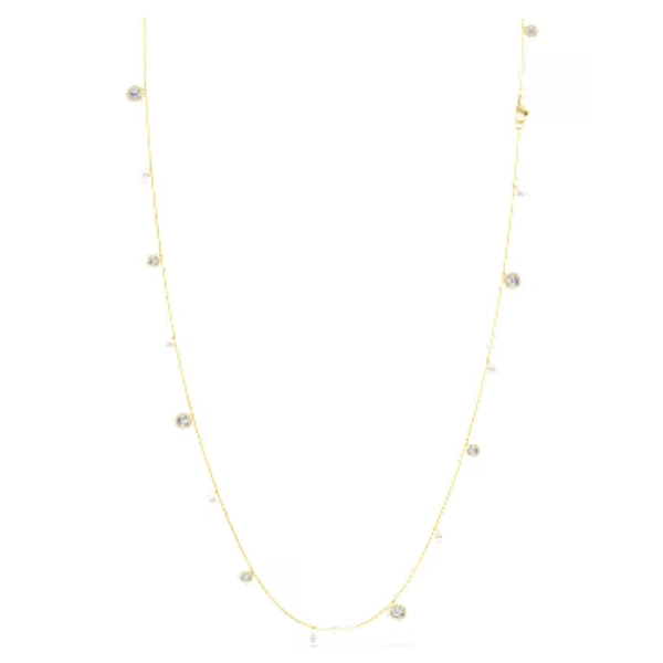 Una Angelic strandage, Crystal pearl, Round cut, White, Gold-tone plated