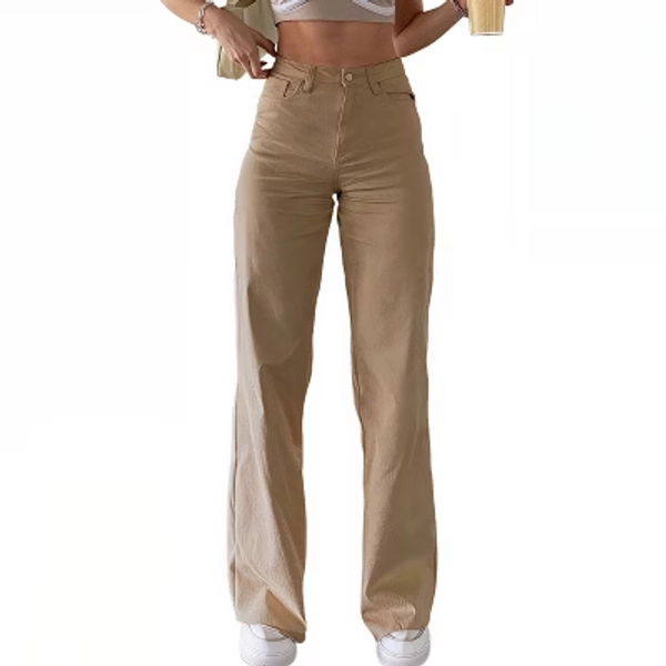 Women's High Waist Skinny Jeans - Solid Color Slim Fit Stretch Denim Pants Light brown,M