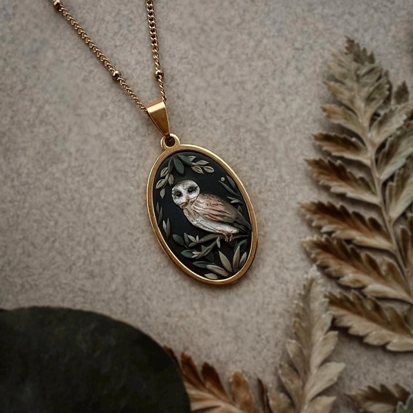 Owl Pendant Necklace | Handmade Polymer Clay