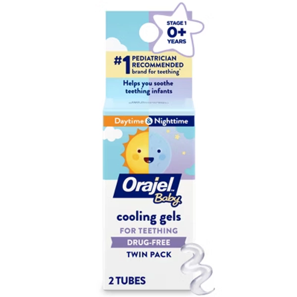 Orajel Baby Drug-Free Daytime & Nighttime Cooling Gels for Teething - 0.18oz/2ct