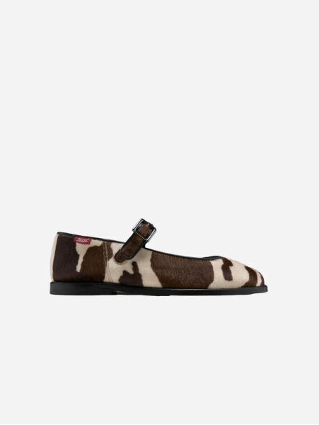 Gaia Women's Olive Leather Vegan Flats | Brown & White - UK3.5 / EU36 / US5.5