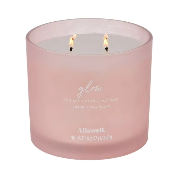 Allswell Glow (Vanilla + Pear + Coconut) Scented 4-Wick Spa Jar Candle 40.2oz.